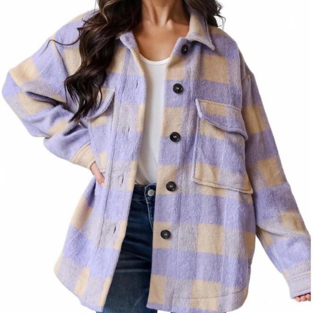 Roolee Lavender and Beige Teddy Jacket | Oversized XXL